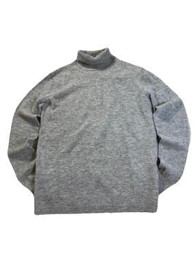 Vintage Polo Jeans Co Ralph Lauren Wool Sweater Mock Neck Elbow Pads Gray Small
